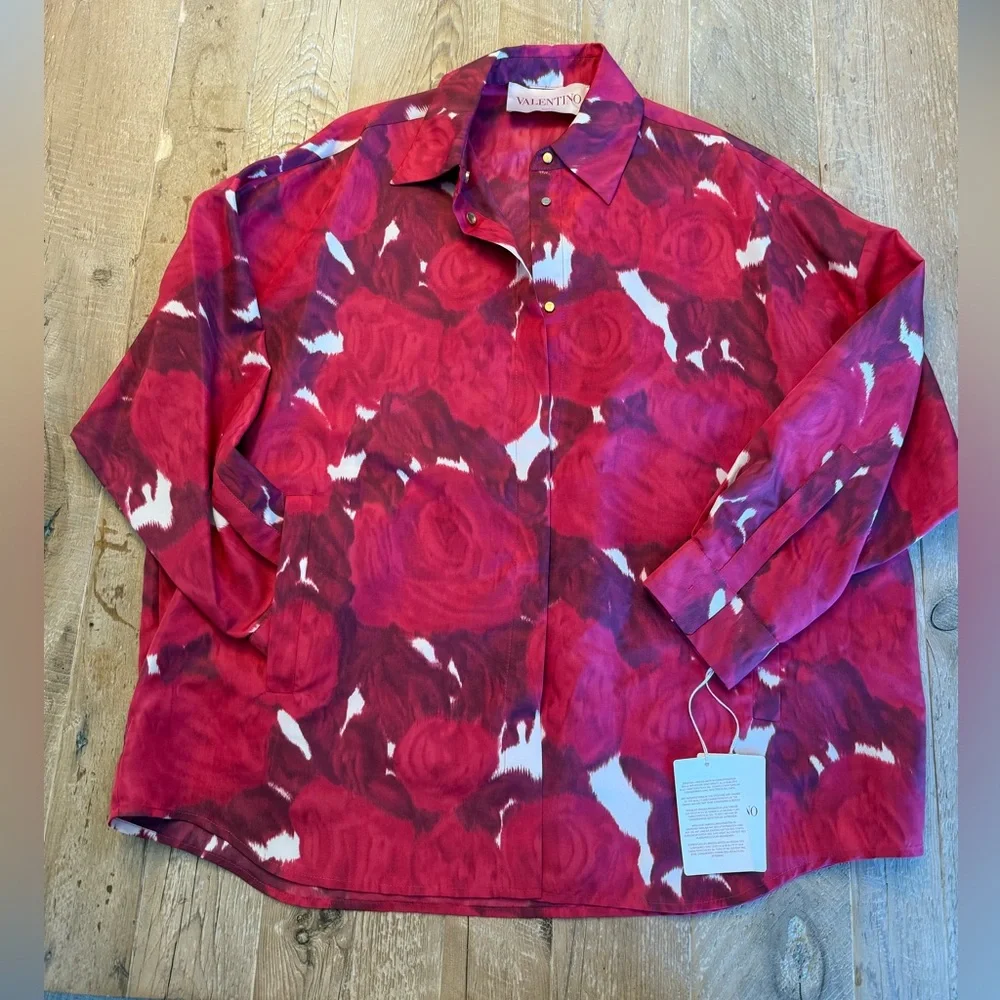 VALENTINO GARAVANI
Rose-Print Button Down Shirt Jacket It38 NWT - Picture 3 of 14